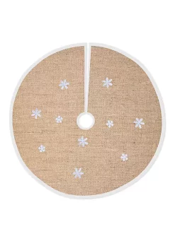 Hot Sale ✔️ Lexi Home 36 in. Rustic Snowflakes Burlap 🎁 Christmas Tree 👗 Skirt 🤩