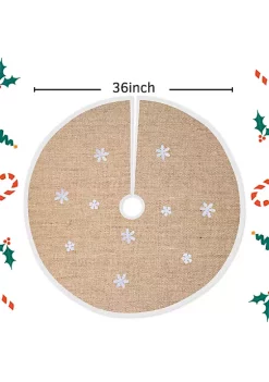 Hot Sale ✔️ Lexi Home 36 in. Rustic Snowflakes Burlap 🎁 Christmas Tree 👗 Skirt 🤩 -Cheap Waverly® Store Belk 1004