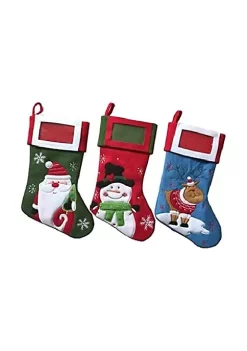 Budget ✨ Lexi Home Large 🎅 Christmas Holiday Stockings - Set of 3 Photo Insert Stockings ✨