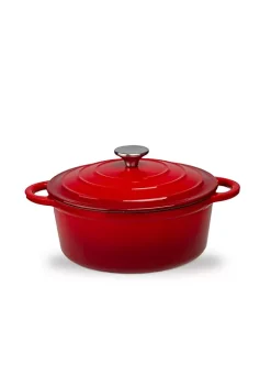 New ⌛ Lexi Home Durable Cast Iron Dutch Oven - 3.5QT Casserole Pot in Red Ombre Enamel 🔔
