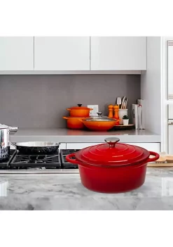New ⌛ Lexi Home Durable Cast Iron Dutch Oven - 3.5QT Casserole Pot in Red Ombre Enamel 🔔 -Cheap Waverly® Store Belk 1062