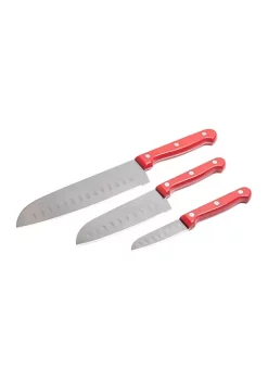 Promo 🤩 Lexi Home 3 pc. Cutlery Santoku Knife Set with Red Handles 🎉 -Cheap Waverly® Store Belk 1074