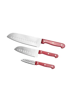 Promo 🤩 Lexi Home 3 pc. Cutlery Santoku Knife Set with Red Handles 🎉 -Cheap Waverly® Store Belk 1076