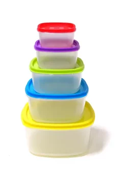 Cheap 🎁 Lexi Home 10 pc. Nested Square Plastic Food Storage Set with Multi-Color Lids 🔔 -Cheap Waverly® Store Belk 1084