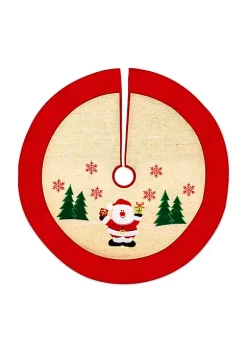 Deals 🔔 Lexi Home 36 in. Burlap 🎅 Christmas Holiday Tree 👗 Skirt with Embroidered Santa 🔥