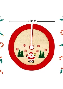 Deals 🔔 Lexi Home 36 in. Burlap 🎅 Christmas Holiday Tree 👗 Skirt with Embroidered Santa 🔥 -Cheap Waverly® Store Belk 1090