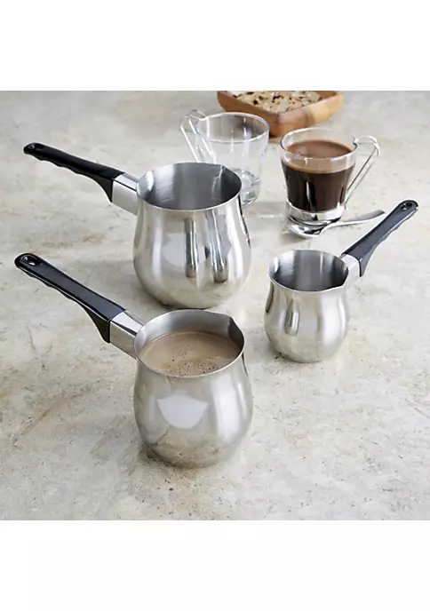 Best Sale 😍 Lexi Home 3 pc. High Quality Stainless Steel Turkish Coffee Maker, Milk Warmer Set 😍 2 Best Sale 😍 Lexi Home 3 pc. High Quality Stainless Steel Turkish Coffee Maker, Milk Warmer Set 😍 - Image 2