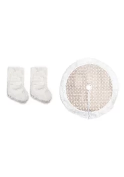 Best deal ⌛ Lexi Home Rustic 🎄 Christmas Holiday 3 Piece Set - Cream Plush Stockings and Burlap Tree 👗 Skirt 🔔 -Cheap Waverly® Store Belk 1111
