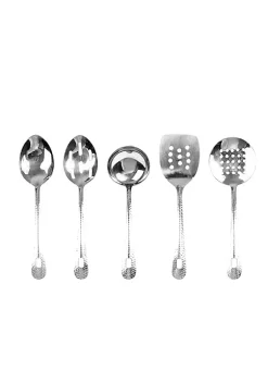 Hot Sale 🧨 Lexi Home Premium Stainless Steel 9" Inch Mini Supreme 🔨 Hammered Kitchen Utensils - Set of 5 😀 -Cheap Waverly® Store Belk 1131