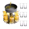 Best Sale 👏 Lexi Home 6 Shot Liquor Dispenser/Holder Set with 6 Shot Acrylic Glasses ❤️