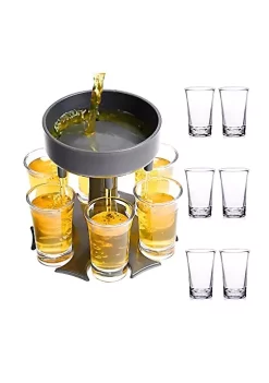 Best Sale 👏 Lexi Home 6 Shot Liquor Dispenser/Holder Set with 6 Shot Acrylic Glasses ❤️