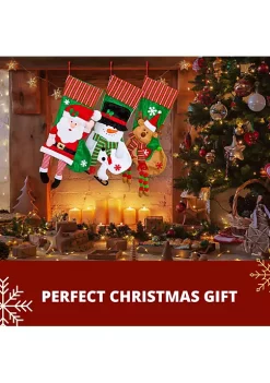 Best Sale ❤️ Lexi Home Large 🎄 Christmas Holiday Stockings - Set of 3 Hanging Legs Stockings 🔔 -Cheap Waverly® Store Belk 1150