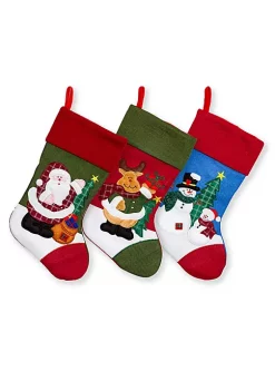 Best deal 😀 Lexi Home Large 🎁 Christmas Holiday Stockings - Set of 3 Embroidered Stockings 👏