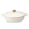 Discount ✔️ Lexi Home Durable Cast Iron Low Pot Dutch Oven - 5QT in Cream 🔥