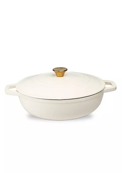 Discount ✔️ Lexi Home Durable Cast Iron Low Pot Dutch Oven - 5QT in Cream 🔥 1 Discount ✔️ Lexi Home Durable Cast Iron Low Pot Dutch Oven - 5QT in Cream 🔥