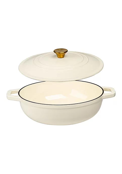 Discount ✔️ Lexi Home Durable Cast Iron Low Pot Dutch Oven - 5QT in Cream 🔥 2 Discount ✔️ Lexi Home Durable Cast Iron Low Pot Dutch Oven - 5QT in Cream 🔥 - Image 2