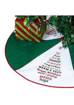 Hot Sale 🔔 Lexi Home 36 in. Green and White Seasons Greetings 🎄 Christmas Tree 👗 Skirt 👍