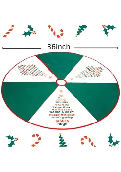 Hot Sale 🔔 Lexi Home 36 in. Green and White Seasons Greetings 🎄 Christmas Tree 👗 Skirt 👍 -Cheap Waverly® Store Belk 1312