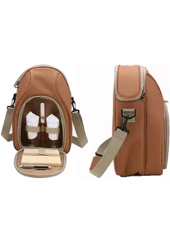 Buy 🎉 Lexi Home Insulated Wine Cooler Caddy Tote Bag with Wine Glasses and Cheese Board Set 🔥 -Cheap Waverly® Store Belk 1317