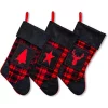 Flash Sale 🌟 Lexi Home Large 🎄 Christmas Holiday Stockings - Set of 3 Rustic Buffalo Plaid Stockings 🤩