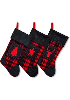 Flash Sale 🌟 Lexi Home Large 🎄 Christmas Holiday Stockings - Set of 3 Rustic Buffalo Plaid Stockings 🤩