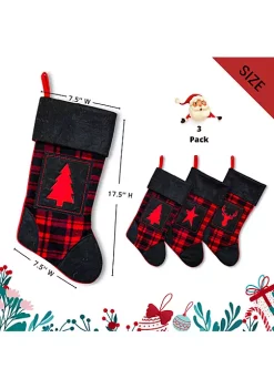 Flash Sale 🌟 Lexi Home Large 🎄 Christmas Holiday Stockings - Set of 3 Rustic Buffalo Plaid Stockings 🤩 -Cheap Waverly® Store Belk 1388