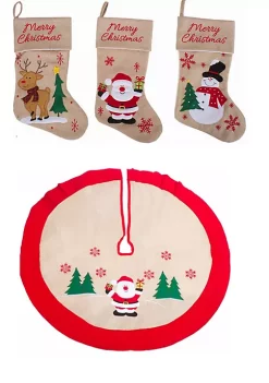 Best deal ๐ Lexi Home Rustic ๐ Christmas Holiday 4 Piece Set - Burlap Stockings and Tree ๐ Skirt ๐ 11 Best deal ๐ Lexi Home Rustic ๐ Christmas Holiday 4 Piece Set - Burlap Stockings and Tree ๐ Skirt ๐ -Cheap Waverlyยฎ Store Belk 1443