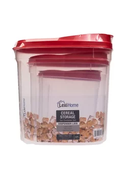 Best Pirce ⌛ Lexi Home Plastic 3 Piece Cereal Dispenser Set - Dry Food Storage Containers 😍