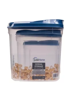 Best Pirce ⌛ Lexi Home Plastic 3 Piece Cereal Dispenser Set - Dry Food Storage Containers 😍 -Cheap Waverly® Store Belk 1460