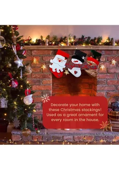 Flash Sale 🎉 Lexi Home Large 🔔 Christmas Holiday Stockings - Set of 3 Plaid Santa and Friends Stockings 🔔 -Cheap Waverly® Store Belk 1473