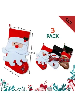 Flash Sale 🎉 Lexi Home Large 🔔 Christmas Holiday Stockings - Set of 3 Plaid Santa and Friends Stockings 🔔 -Cheap Waverly® Store Belk 1474