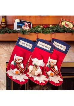 Deals 🥰 Lexi Home Large 🎄 Christmas Holiday Stockings - Set of 3 Stitched 3D Stockings 🌟