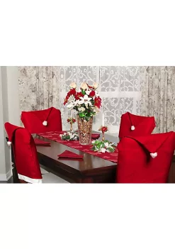 Budget ✔️ Lexi Home Festive 🎄 Christmas Holiday Decorations - Set of 8 Santa Hat Dining Room Chair Covers 😉 -Cheap Waverly® Store Belk 1502
