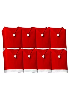 Budget ✔️ Lexi Home Festive 🎄 Christmas Holiday Decorations - Set of 8 Santa Hat Dining Room Chair Covers 😉 -Cheap Waverly® Store Belk 1504