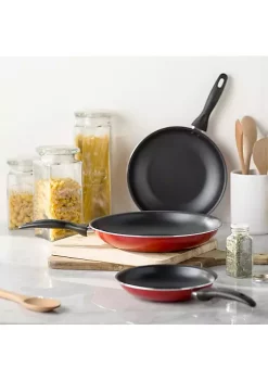 Budget 👏 Lexi Home Aluminum 3-Piece Non-Stick Frying Pan Set - Red/Black 🤩