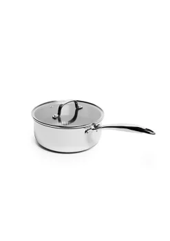 Hot Sale 🤩 Lexi Home Stainless Steel Diamond Tri-ply Kitchen 2.7 QT. Saucepan with Glass Lid - Nonstick Heat Resistant Kitchen Cookware for Cooking and Baking 👍