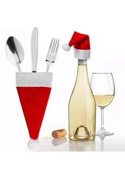 Cheap ✨ Lexi Home 🎄 Christmas Flatware Holders - Santa Hat Silverware Holder Wine Cap Cover 💯 -Cheap Waverly® Store Belk 1552