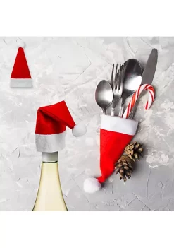 Cheap ✨ Lexi Home 🎄 Christmas Flatware Holders - Santa Hat Silverware Holder Wine Cap Cover 💯 -Cheap Waverly® Store Belk 1554
