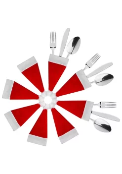 Cheap ✨ Lexi Home 🎄 Christmas Flatware Holders - Santa Hat Silverware Holder Wine Cap Cover 💯 -Cheap Waverly® Store Belk 1555
