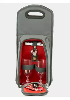Cheap 🤩 Lexi Home 7 Pcs Wine Carrier Tote Bag - Insulated Wine Bottle Caddy Picnic Set Grey / Red 🛒