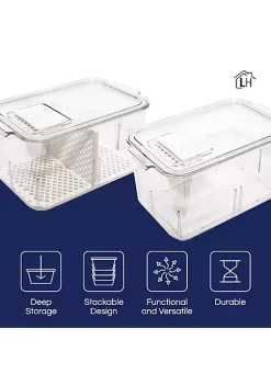 Hot Sale ✨ Lexi Home Eco Conscious Clear Acrylic Fridge and Cabinet Vented Veggie Organizers Set of 2 😍 -Cheap Waverly® Store Belk 1826