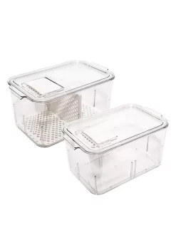 Hot Sale ✨ Lexi Home Eco Conscious Clear Acrylic Fridge and Cabinet Vented Veggie Organizers Set of 2 😍 -Cheap Waverly® Store Belk 1827