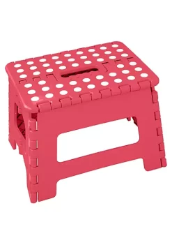 Hot Sale ✔️ Lexi Home Foldable Space Saving Step Stool 9" inch - Red ❤️