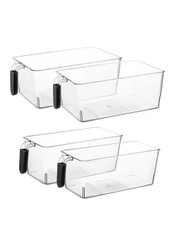 Coupon 💯 Lexi Home Eco Conscious Clear Acrylic Fridge Organizer Bin with Handles Assorted Size- Set of 4 🎉