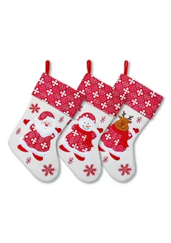 Coupon 🎉 Lexi Home Large 🎄 Christmas Holiday Stockings - Set of 3 Polar Fleece Snowflake Stockings 🥰 -Cheap Waverly® Store Belk 1954