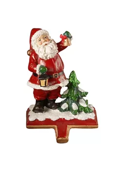 Outlet 🧨 National Tree 6.5" Red and Green Santa Holding Lantern 🎄 Christmas Stocking Holder 🔥