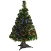 Best deal 🎉 National Tree 24" Pre-Lit Ice Artificial Fiber Optic 🎄 Christmas Tree – Multicolor LED Lights 🔥