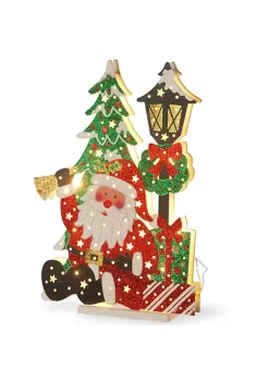 New 🥰 National Tree 17.5" Red and Green Prelit Santa with Bell Outdoor ❄ Christmas Decor 🥰