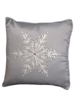Hot Sale 🥰 National Tree 16" Gray and Silver 🔔 Christmas Snowflake Throw Pillow 👏