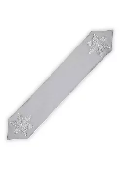 Wholesale 🌟 National Tree 72" Gray and White Snowflake Embroidered 🎄 Christmas Table Runner 🔔